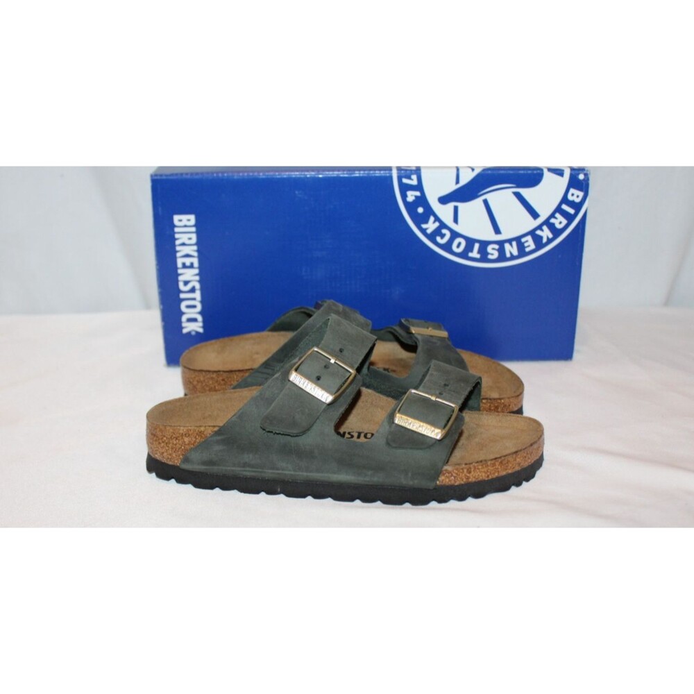 Birkenstock Arizona Women's Oiled Leather Narrow Fit Sandals EU 35 Thyme